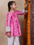 Girls Geometric Printed Tie-Up Neck A-Line Kurta With Trousers (KS-MAGENTASHIBORI)