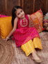 Pspeaches Girls Bandhani Printed Pure Cotton A-Line Kurta With Palazzos (KS-MAGENTAYELLOW)