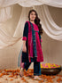Pspeaches Girls Floral Embroidered Sequinned Velvet Panelled Kurta With Trouser & Dupatta (KS-MAGSEQVELVET)