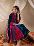 Pspeaches Girls Floral Embroidered Sequinned Velvet Panelled Kurta With Trouser & Dupatta (KS-MAGSEQVELVET)