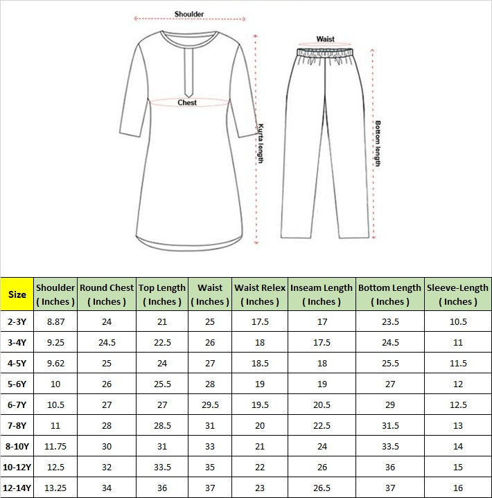 Pspeaches Girls Yellow Ethnic Booti Print Cotton A-Line Kurta With Sharara Set ( Sku-Ks-Mustardbooti )