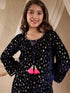 Pspeaches Girls Floral Embroidered Sequinned Velvet Kurta With Trouser & Dupatta (KS-NAVYVELVET)