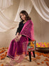Pspeaches Girls Floral Embroidered Sequinned Velvet Kurta With Trouser & Dupatta (KS-NAVYVELVET)