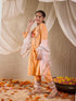Pspeaches Girls Cotton 3/4th Sleeves Keyhole Neck Gota Pati Embellished Lehenga Choli Set with Dupatta for Girls (KS-ORANGEBANDHEJ)