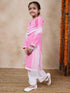 Girls Floral Embroidered Round Neck Straight Kurta With Trousers Dupatta (KS-PINKEMB)