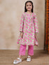 Girls Floral Printed Regular Kurta With Trousers (KS-PINKPANEL)