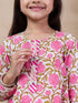 Girls Floral Printed Regular Kurta With Trousers (KS-PINKPANEL)