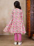 Girls Floral Printed Regular Kurta With Trousers (KS-PINKPANEL)