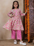 Girls Floral Printed Regular Kurta With Trousers (KS-PINKPANEL)