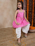 Girls Bandhani Printed Shoulder Straps Gotta Patti A-Line Kurta With Dhoti Pants (KS-PURPLEBANDHNI)