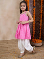 Girls Bandhani Printed Shoulder Straps Gotta Patti A-Line Kurta With Dhoti Pants (KS-PURPLEBANDHNI)