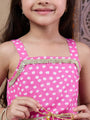 Girls Bandhani Printed Shoulder Straps Gotta Patti A-Line Kurta With Dhoti Pants (KS-PURPLEBANDHNI)