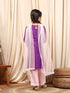 Girls Round Neck Long Sleeves Straight Kurta With Palazzo Dupatta (KS-PURPLEEMB)