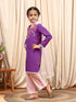 Girls Round Neck Long Sleeves Straight Kurta With Palazzo Dupatta (KS-PURPLEEMB)
