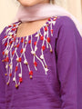 Girls Round Neck Long Sleeves Straight Kurta With Palazzo Dupatta (KS-PURPLEEMB)