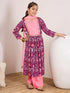 Girls Floral Printed Empire A-Line Pure Cotton Kurta with Palazzos & Dupatta (KS-PURPLELUREX)