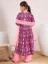Girls Floral Printed Empire A-Line Pure Cotton Kurta with Palazzos & Dupatta (KS-PURPLELUREX)