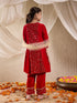 Pspeaches Girls Floral Embroidered Sequinned Velvet Kurta With Trousers & Dupatta (KS-REDSEQVELVET)