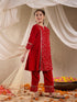 Pspeaches Girls Floral Embroidered Sequinned Velvet Kurta With Trousers & Dupatta (KS-REDSEQVELVET)