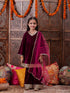 Girls Gotta Patti Velvet Kurta With Palazzos & Dupatta (KS-WINEVELVET)
