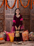 Girls Gotta Patti Velvet Kurta With Palazzos & Dupatta (KS-WINEVELVET)