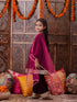 Girls Gotta Patti Velvet Kurta With Palazzos & Dupatta (KS-WINEVELVET)