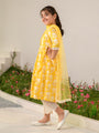 Girls Floral Printed Regular Pure Cotton Kurta with Pyjamas & Dupatta (KS-YELLOWOFFWHITE)