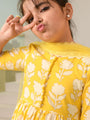 Girls Floral Printed Regular Pure Cotton Kurta with Pyjamas & Dupatta (KS-YELLOWOFFWHITE)