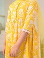 Girls Floral Printed Regular Pure Cotton Kurta with Pyjamas & Dupatta (KS-YELLOWOFFWHITE)
