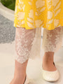 Girls Floral Printed Regular Pure Cotton Kurta with Pyjamas & Dupatta (KS-YELLOWOFFWHITE)
