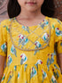 Pspeaches Girls Ethnic Motifs Printed Gotta Patti Pure Cotton A-Line Kurta With Trousers (KS-YELLOWPARROT)