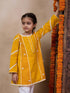 Girls Floral Embroidered Round Neck A-Line Kurta With Pyjamas (KS-YELLOWSLUB)