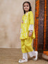 Girls Paisley Printed Tie-Up Neck A-Line Kurta With Trousers (KS-YELLOWWIDELACE)