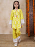 Girls Paisley Printed Tie-Up Neck A-Line Kurta With Trousers (KS-YELLOWWIDELACE)