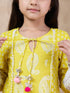 Girls Paisley Printed Tie-Up Neck A-Line Kurta With Trousers (KS-YELLOWWIDELACE)