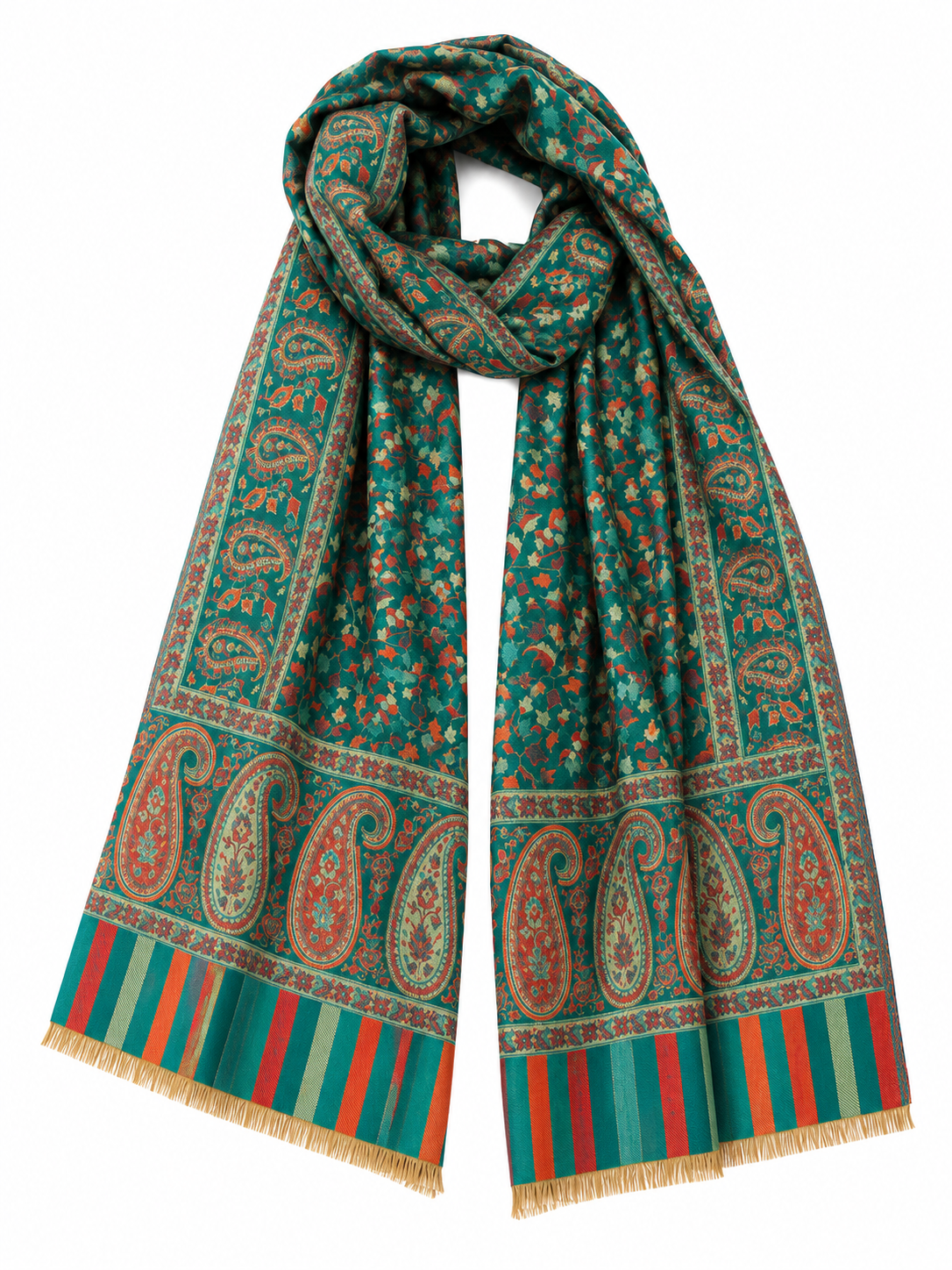 Pspeaches Women's Green Acrylic Kani Woolen Shawl