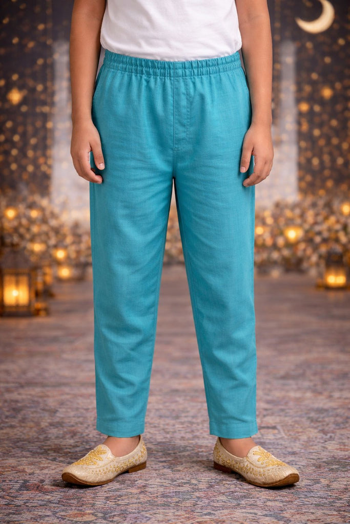 Pspeaches Boys Orange & Turquoise Ethnic Floral Cotton Flex Straight Fit Kurta With Pyjama & Jacket ( Sku-Kp-Blueorangeflower )