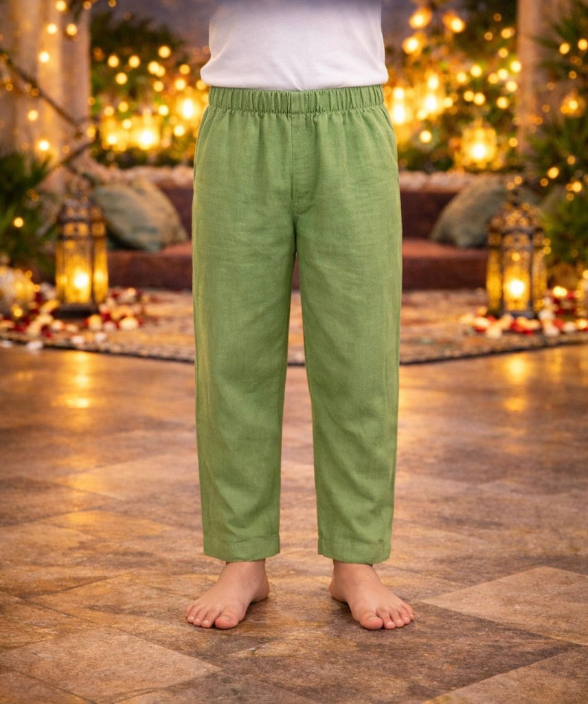 Pspeaches Boys Green Ethnic Floral Cotton Flex Straight Fit Kurta With Pyjama & Jacket ( Sku-Kp-Greenpink )