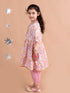 Girls Pink Floral Printed Angrakha Pure Cotton Kurti With Trousers With Dupatta (Ks-onionpink)