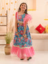 Girls Printed Ready to Wear Lehenga & Blouse With Dupatta (L-BLUEPINKFLOWER)
