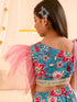 Girls Printed Ready to Wear Lehenga & Blouse With Dupatta (L-BLUEPINKFLOWER)