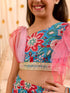 Girls Printed Ready to Wear Lehenga & Blouse With Dupatta (L-BLUEPINKFLOWER)