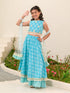 Girls Printed Thread Work Ready to Wear Lehenga & Blouse With Dupatta (L-BLUESTRIPE)