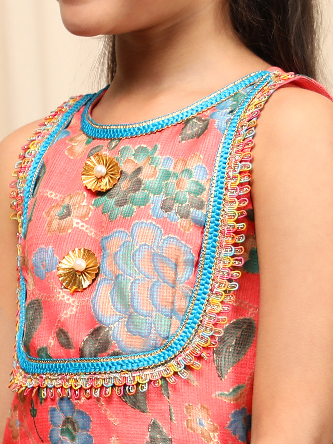 Girls Printed Thread Work Ready to Wear Lehenga & Blouse With Dupatta (L-BLUETIKLI)