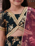 Pspeaches Girls Foil Printed Ready To Wear Lehenga Choli With Dupatta (L-BOTTLEGREENFOIL)