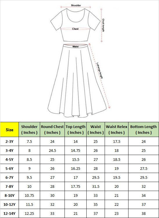 Pspeaches Girls Red & Blue Printed Cotton Flared Lehenga & Choli (SKU-L-Fishikkat)