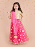 Girls Fuchsia Gold-Toned Embellished Ready To Wear Lehenga Blouse With Dupatta (L-Fuschiagota)