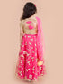 Girls Fuchsia Gold-Toned Embellished Ready To Wear Lehenga Blouse With Dupatta (L-Fuschiagota)