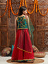 Pspeaches Girls Printed Shoulder Straps Ready to Wear Lehenga & Blouse With Dupatta (L-GREENBROCADE)