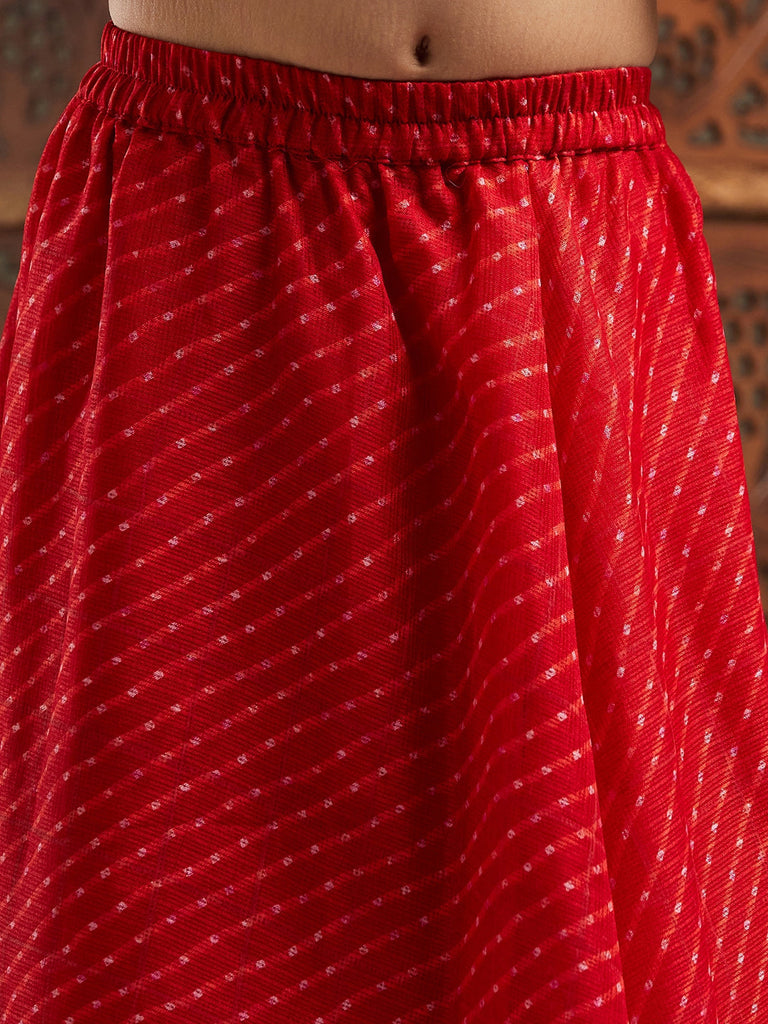 Pspeaches Girls Printed Shoulder Straps Ready to Wear Lehenga & Blouse With Dupatta (L-GREENBROCADE)